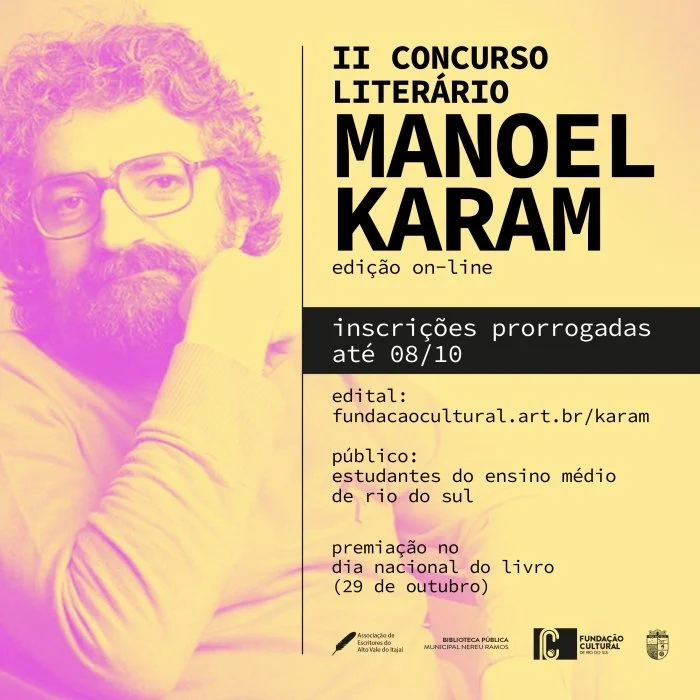 Concurso Literário Manoel Karam prorroga inscrições